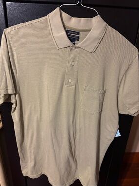 Saddlebred Men’s Light Beige Striped Polo